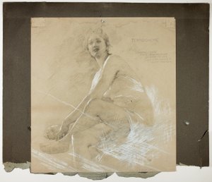 Terpsichore (recto), e figura femminile danzante (verso), studi murali per il soffitto della sala da disegno, residenza di Collis P. Huntington, ora Yale University Art Gallery