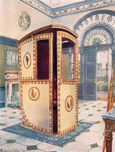 Sedia a portantina dipinta e laccata con tetto a cupola