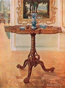 Tavolo con bordo sagomato a galleria--Scuola Chippendale da Edwin John Foley