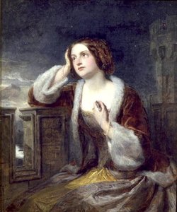 Catherine Seyton che Guarda dalle Mura di Loch Leven, c.1840 da Edwin Landseer