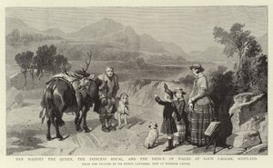 Sua Maestà la Regina, la Principessa Reale e il Principe di Galles a Loch Laggan, Scozia