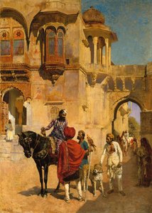 Partenza per la caccia nel cortile di un palazzo di Jodhpore, c.1898-1900 da Edwin Lord Weeks