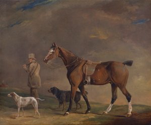 Un Cacciatore con Pony da Caccia e Cani da Caccia da Edwin W. Cooper of Beccles