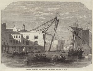 Erezione delle nuove cesoie di ferro nel cantiere navale di Sua Maestà a Malta da Edwin Weedon