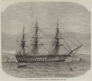 HMS Bombay, recentemente distrutta dal fuoco a Montevideo