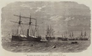La nave di Sua Maestà Majestic che sorveglia i Steam-Rams nel Mersey