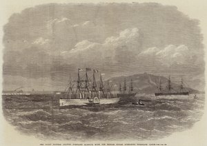 La Great Eastern lascia il porto di Portland con il cavo telegrafico sottomarino indiano britannico