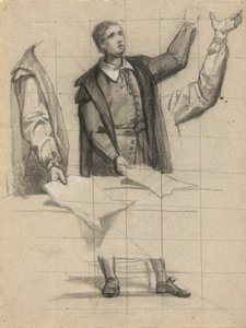 Uomo che predica, schizzo per la Firma del Patto nella Cabina del Mayflower da Edwin White