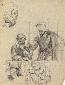 Gruppo non identificato, schizzo per la Firma del Patto nella Cabina del Mayflower da Edwin White