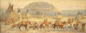 Scena di un campo Blackfoot da Edwin Willard Deming