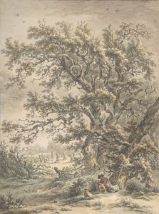 Un uomo che riposa sotto un albero