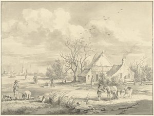 La casa del Poren con in lontananza la città di Groningen da Egbert van Marum