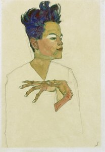 Autoritratto con le mani sul petto da Egon Schiele