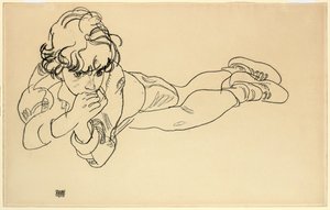 Ragazzo sdraiato sullo stomaco, 1918 da Egon Schiele