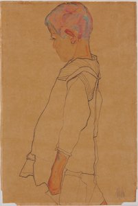 Bambino di profilo rivolto a sinistra da Egon Schiele