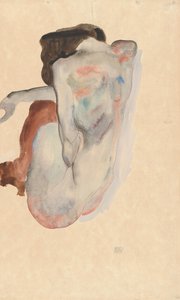 Nudo accovacciato con scarpe e calze nere, vista posteriore, 1912