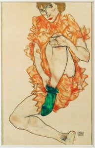 La calza verde (guazzo e matita) da Egon Schiele