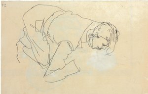 Erich Lederer di profilo, mano alla testa da Egon Schiele