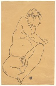 Nudo femminile piegato a sinistra