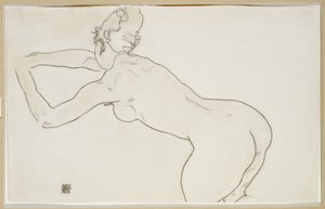 Nudo femminile inginocchiato e piegato in avanti verso sinistra, 1918