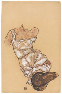 Torso femminile in lingerie e calze nere, 1917 da Egon Schiele