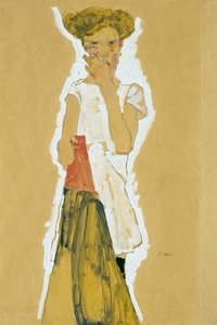 Ragazza in piedi con sottoveste bianca da Egon Schiele