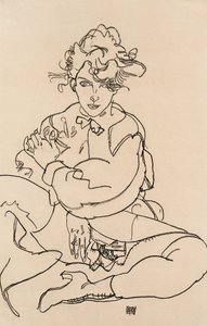 Ragazza seduta con gambe aperte, 1918 da Egon Schiele