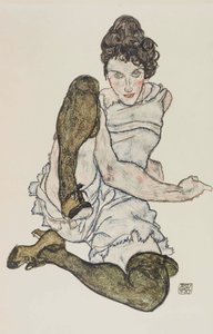 Donna seduta con le gambe raccolte, 1917 da Egon Schiele
