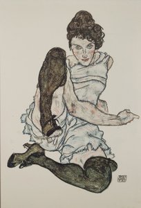 Donna seduta con le gambe raccolte, 1917 da Egon Schiele