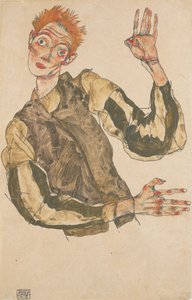 Autoritratto con coprimaniche a righe da Egon Schiele