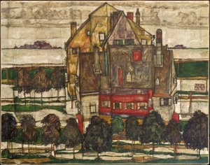 Case singole (Case con montagna) 1915 da Egon Schiele