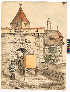 Porta della città con carrozza (Lavoro scolastico) da Egon Schiele