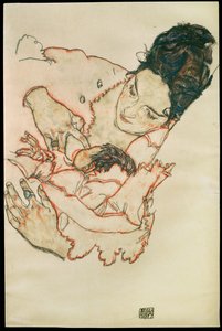 Stillende Mutter - Madre che allatta ... (acquerello e pastello nero) da Egon Schiele