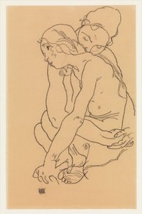 Frau und Mädchen, die sich umarmen da Egon Schiele