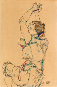 Donna con le braccia alzate da Egon Schiele