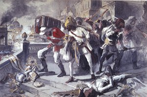 Truppe britanniche e indiane saccheggiano il Kaisarbagh durante la cattura di Lucknow a marzo da Egron Sellif Lundgren