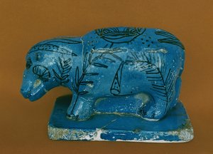 Ippopotamo blu con decorazione nera, da Dra Aboul Naga, Medio Regno