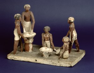 Modello di cinque uomini che producono birra, da Beni Hasan, Medio Regno, c.2035-1668 a.C.