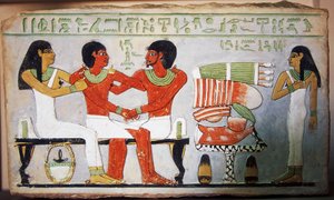 Debu Sobek e la sua famiglia, dipinto murale da Abydos, Egitto. Civiltà egizia, Medio Regno, Dinastia XII da Egyptian 12th Dynasty