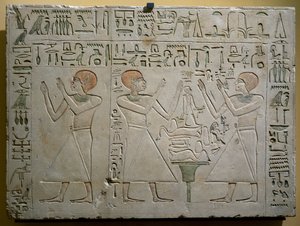 Mery, Hetepuy e Khety, cancellieri congiunti durante il regno di Senwosret (Sesostris) I, stele in calcare dipinto, civiltà egizia, Medio Regno, Dinastia XII da Egyptian 12th Dynasty