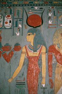 Egitto, Antica Tebe, Luxor, Valle dei Re, Tomba di Horemheb, dipinto murale che raffigura la dea Iside, Nuovo Regno, Dinastia XVIII da Egyptian 18th Dynasty