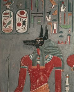 Egitto, Antica Tebe, Valle dei Re, Muro di Anubi nella Tomba di Horemheb da Egyptian 18th Dynasty