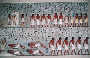 Egitto, Luxor, Valle dei Re, Tomba di Horemheb, pittura murale