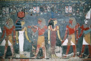 Egitto, Luxor, Valle dei Re, Tomba di Horemheb, pittura murale