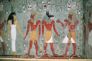 Egitto, Luxor, Valle dei Re, Tomba di Horemheb, pittura murale da Egyptian 18th Dynasty