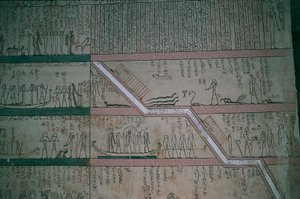 Egitto, Luxor, Valle dei Re, affreschi della camera sepolcrale di Thutmose III da Egyptian 18th Dynasty