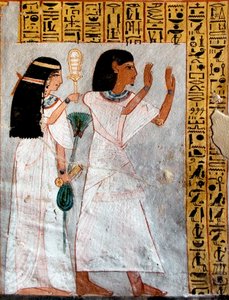 Antichità egizia: personaggi in adorazione. Tomba di Roy (TT255). XVIII dinastia. Dalla riva occidentale di Luxor, Egitto da Egyptian 18th Dynasty