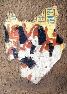 Antichità egizia: affresco della tomba del pittore Maia, un gruppo di piangenti. XVIII dinastia. Dalla Cappella di Maia, Deir el-Medineh (el Medineh), Nuovo Impero. Torino, Museo Egizio da Egyptian 18th Dynasty