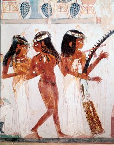 Antichità egizia: musicisti. Tomba di Nakht. XVIII dinastia. 1410 a.C. da Egyptian 18th Dynasty