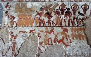 Antichità egizia: pittura che decora la tomba di Rekhmire (TT100), visir della XVIII dinastia da Egyptian 18th Dynasty